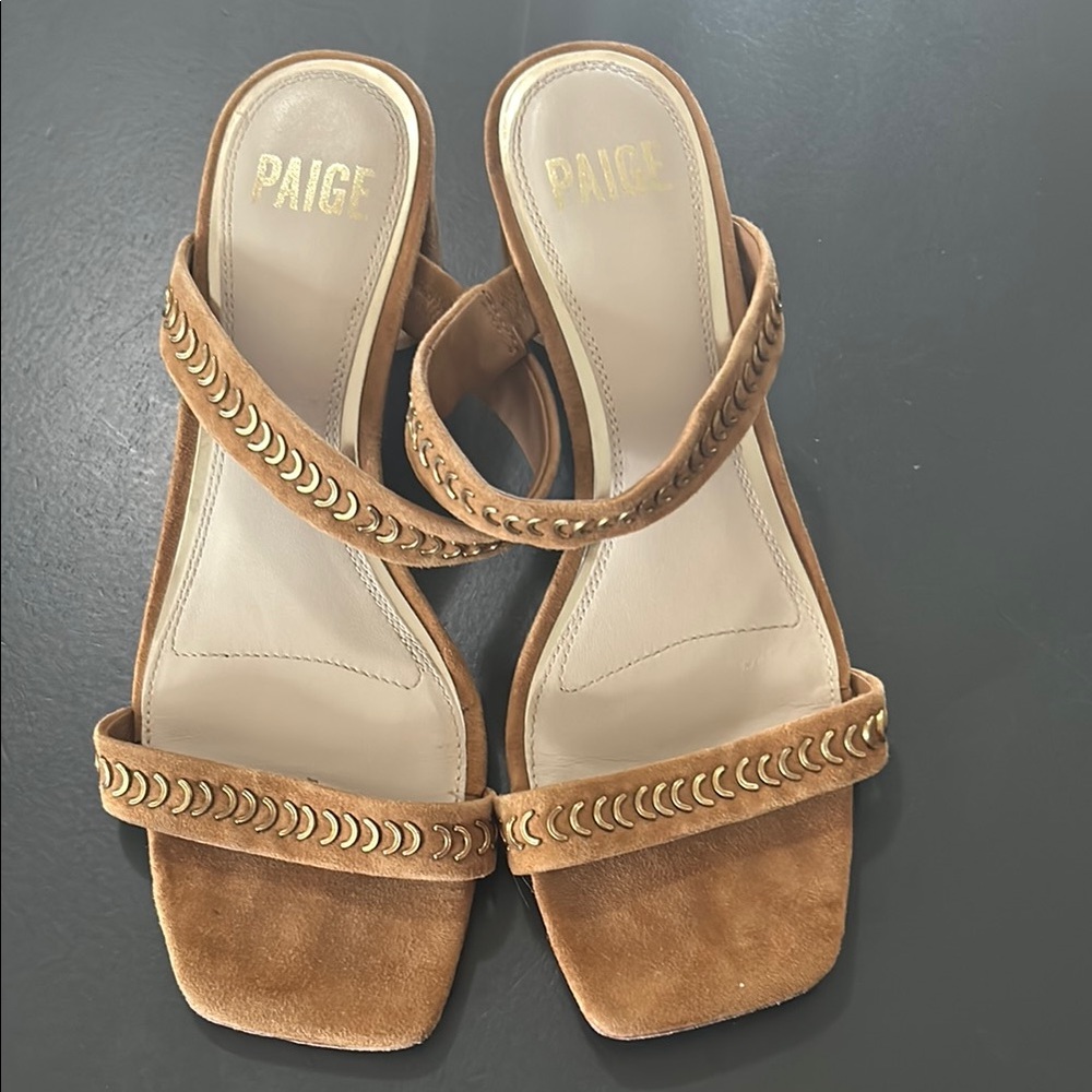 PAIGE Tan Sandals with Chain Detail